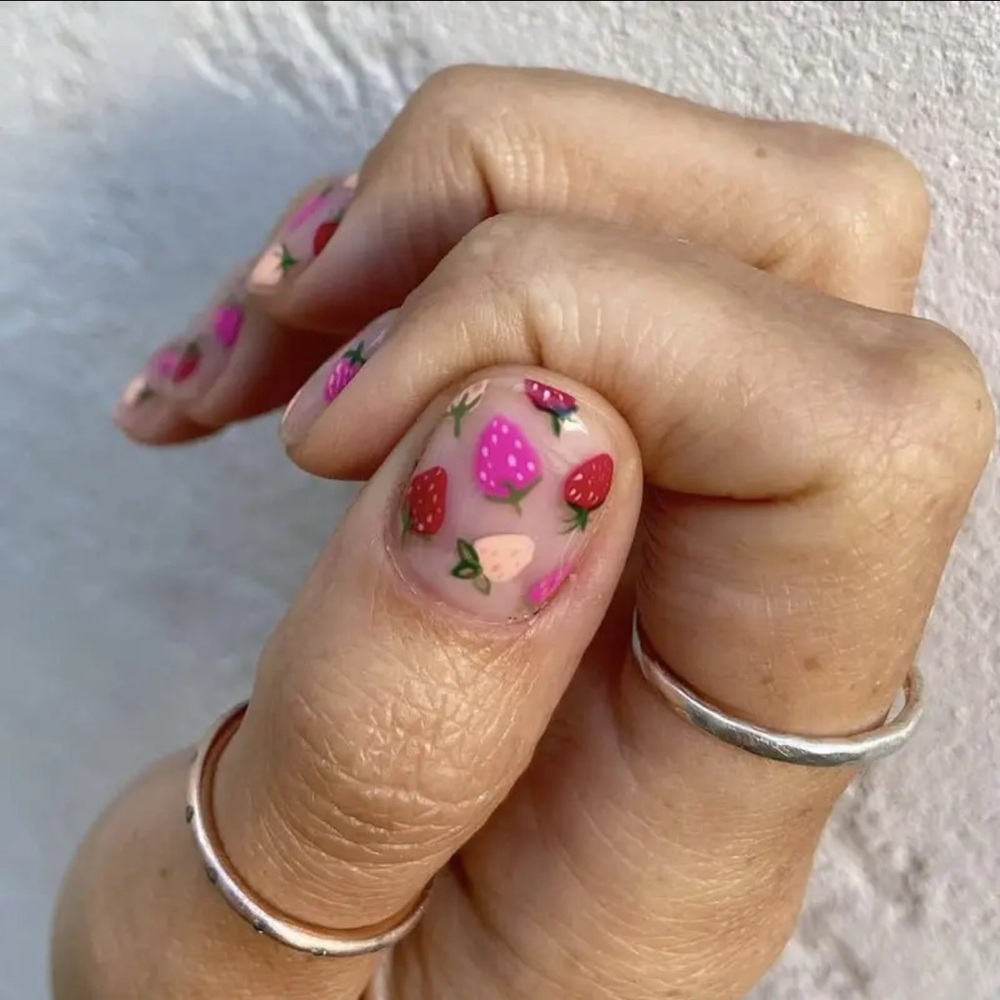 Press On Nails Strawberry Red and Pink